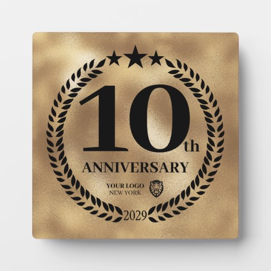 Gold 10-jähriges Firmenlogo Fotoplatte (Vorderseite)