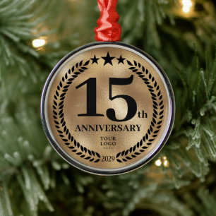 Gold 15-jähriges Firmenlogo Weihnachten Ornament Aus Metall