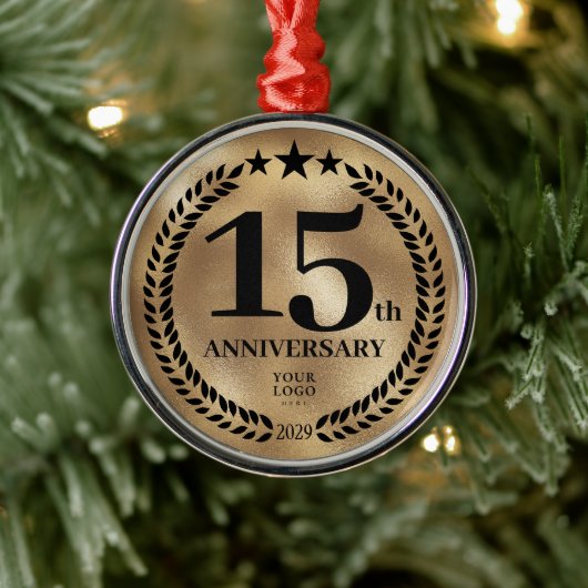 Gold 15-jähriges Firmenlogo Weihnachten Ornament Aus Metall (Baum)