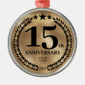 Gold 15-jähriges Firmenlogo Weihnachten Ornament Aus Metall (Vorne)
