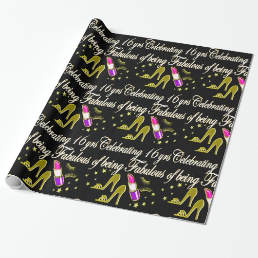 GOLD 16 & FABULOUS DIVA DESIGN GESCHENKPAPIER (Ungerollt)