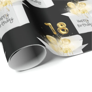 Gold 18. Geburtstag Ballons in White Box Geschenkpapier