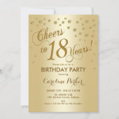 Gold 18. Geburtstagsparty Einladung (Vorderseite)