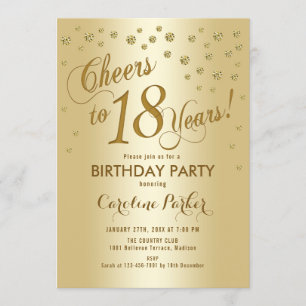 Gold 18. Geburtstagsparty Einladung