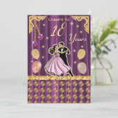 Gold 18th Birthday | Step into adulthood in style Einladung (Stehend Vorderseite)