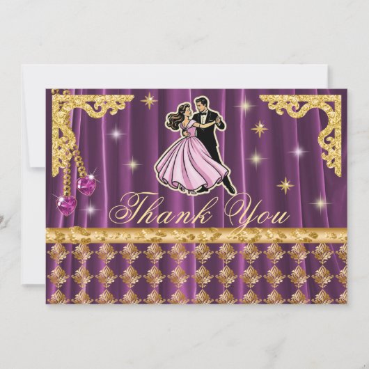 Gold 18th Birthday Thank You with Dancers Dankeskarte (Vorderseite)