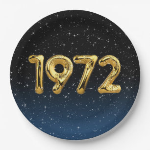 Gold 1972 - Geburtstagsballons in Sternen Pappteller