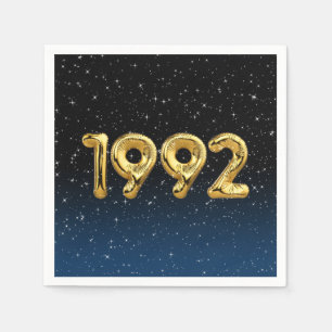 Gold 1992 Geburtstagsballons in Sternen Serviette