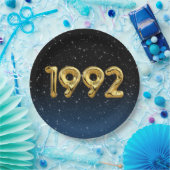 Gold 1992 - Jahrtausendballons in Stars-Papierplat Pappteller (Party)