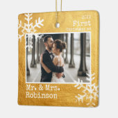 Gold 1. Weihnachten Mr. & Mrs. Foto Keramikornament (Links)
