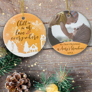 Gold 1. Weihnachten Neues Oma Quote Foto Keramik Ornament