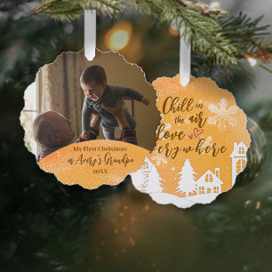 Gold 1. Weihnachten Neues Oma Quote Foto Ornament Karte