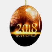 Gold 2018 Frohes neues Jahr Feuerwerkskunst Keramikornament (Rechts)