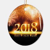Gold 2018 Frohes neues Jahr Feuerwerkskunst Keramikornament (Links)