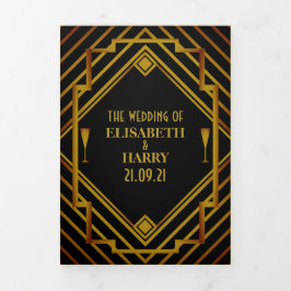 Gold 2020er Hochzeitssuite Dreifach Gefaltete Einladung