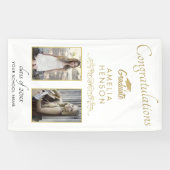 Gold 2022 Graduate 2 Foto Graduation Party Banner (Horizontal)