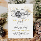 Gold 2024 Silvester Party Disco Ball Einladung