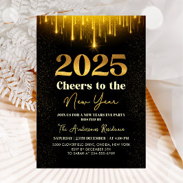 Gold 2025 Cheers Silvester Party Einladung