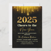 Gold 2025 Cheers Silvester Party Einladung (Vorderseite)