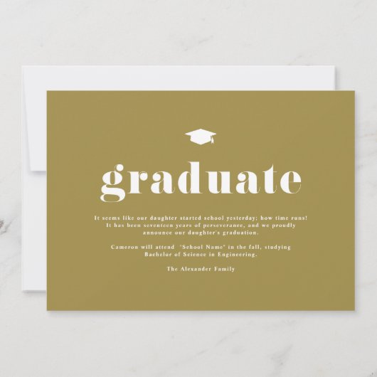 Gold 2025 Fett Typografie Foto Abschluss Ankündigung (Rückseite)