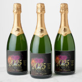 Gold 2025 Feuerwerkskörper glücklich Neues Jahr Schaumweinetikett (Flaschen)