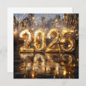 Gold 2025 - Neujahrskarte Einladung (Vorne/Hinten)