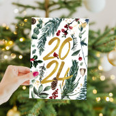 Gold 2025 Weihnachten Pine Bough Red Floral