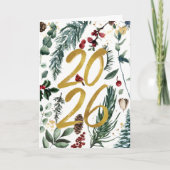 Gold 2025 Weihnachten Pine Bough Red Floral (Vorderseite)