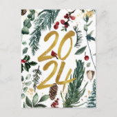 Gold 2025 Weihnachten Pine Bough Red Floral (Vorderseite)