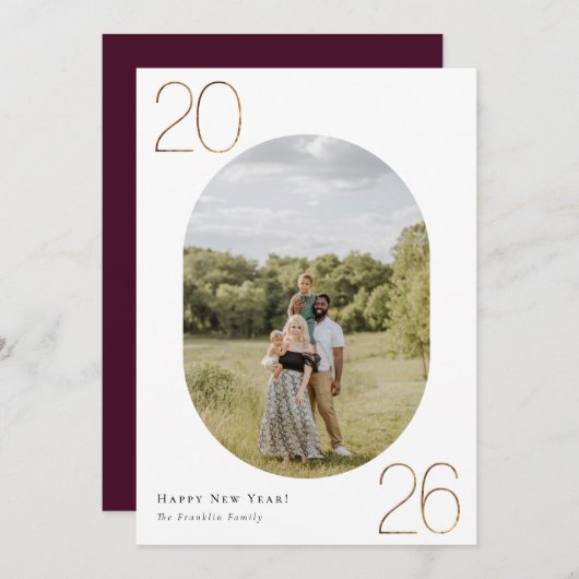 Gold 2026 Neues Jahr Foto Feiertagskarte (Vorne/Hinten)