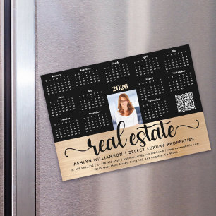 Gold 2027 Kalender Immobilien Foto QR Code Karte