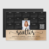 Gold 2027 Kalender Realtor Foto QR Code Magnet (Vorne/Hinten)