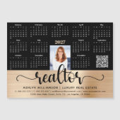 Gold 2027 Kalender Realtor Foto QR Code Magnet (Vorderseite)