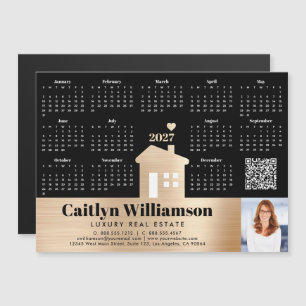 Gold 2027 Kalender Realtor Foto QR Code Magnet