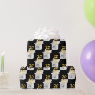 Gold 20. Geburtstag Ballons in White Box Geschenkpapier