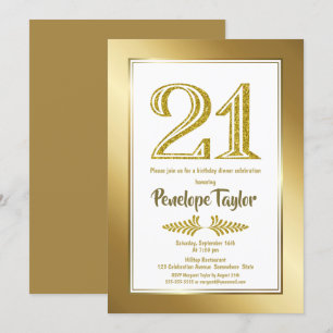 Gold 21. Geburtstags Dinner Party Einladung