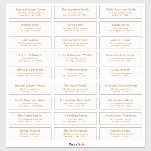 Gold 27 Custom Guest Names Address Wedding Labels (Blatt)