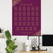Gold 29 Table Seating Chart Cassis Lila Poster (Heimbüro)