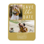 Gold 2 Fotos Save the Date Hochzeit Magnet (Vertikal)