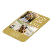 Gold 2 Fotos Save the Date Hochzeit Magnet (Linke Seite)