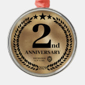 Gold 2 Jubiläum Weihnachten Ornament Aus Metall (Vorne)