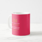 Gold 2 Letter Monogram Business-Logo | Pink Kaffeetasse (Vorderseite Links)