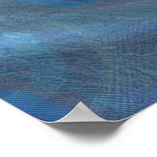 Gold, 2 Pfauen auf Smaragdgrüner Seide Poster (Ecke)