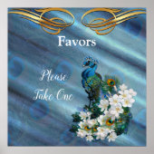 Gold, 2 Pfauen auf Smaragdgrüner Seide Poster (Vorne)