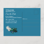 Gold, 2 Pfauen, Federn auf Smaragdgrüner Seide Ankündigungspostkarte (Rückseite)