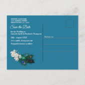 Gold, 2 Pfauen, Federn auf Smaragdgrüner Seide Ankündigungspostkarte (Rückseite)