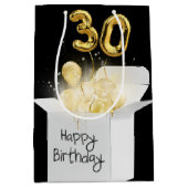 Gold 30. Geburtstag Ballons in Box Mittlere Geschenktüte (Vorderseite)