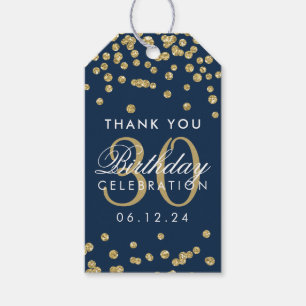 Gold 30. Geburtstag Danke Confetti Navy Blue Geschenkanhänger