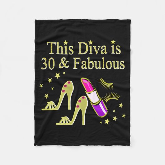 GOLD 30 UND FABULOUS 30. GEBURTSTAG DESIGN FLEECEDECKE (Vorderseite)