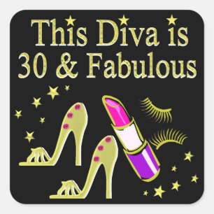 GOLD 30 UND FABULOUS 30. GEBURTSTAG DESIGN QUADRATISCHER AUFKLEBER